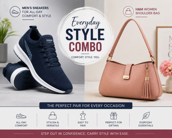 Everyday Style Combo – Men’s Sneakers & Women’s Shoulder Bag