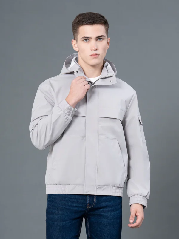 Solid Hooded Jacket for Men